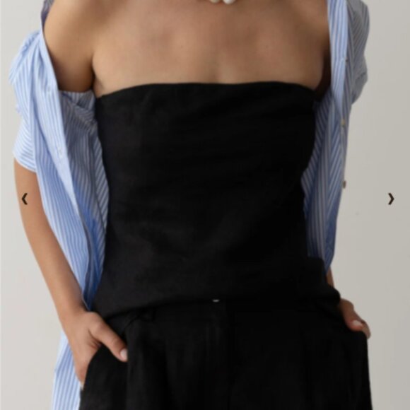 DONNI Black Linen Tube Top - Picture 1 of 4